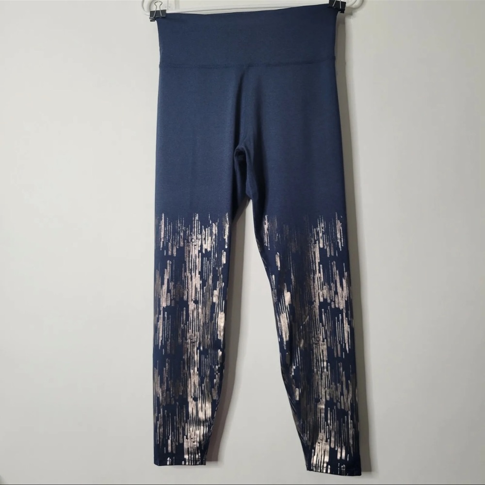 Joylab Women Size M Blue Leggings Silver Metallic Detailing 7/8 Length - NWOT